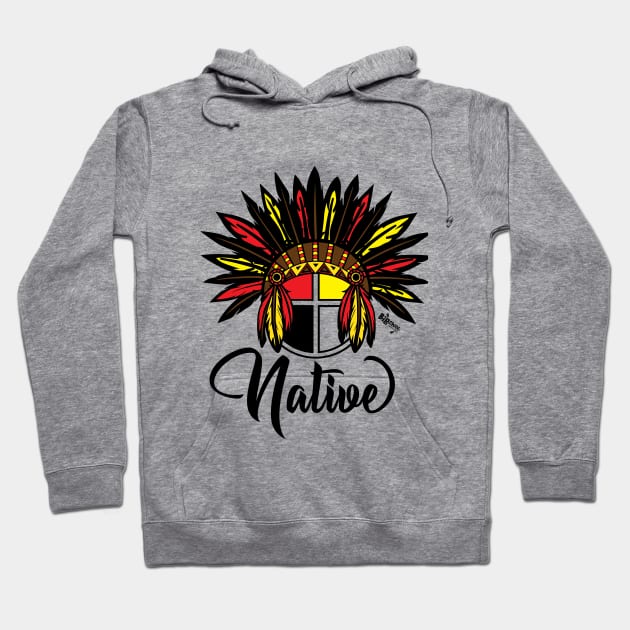 "Native" Headdress & Medicine Wheel Hoodie by BigChief